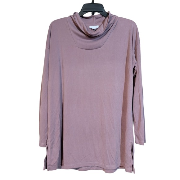 J. Jill Sweaters - Pure J. Jill Purple Ribbed Cowl Neck Pullover Tunic Top Sz Med Baggy Lagenlook